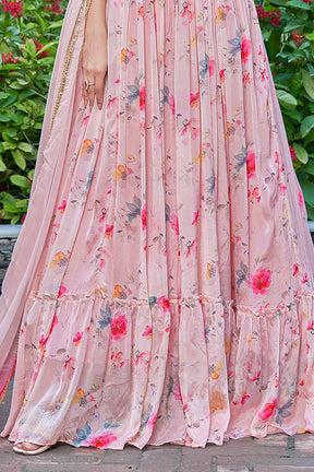 Pink Colour Crepe Printed Anarkali Kurti
