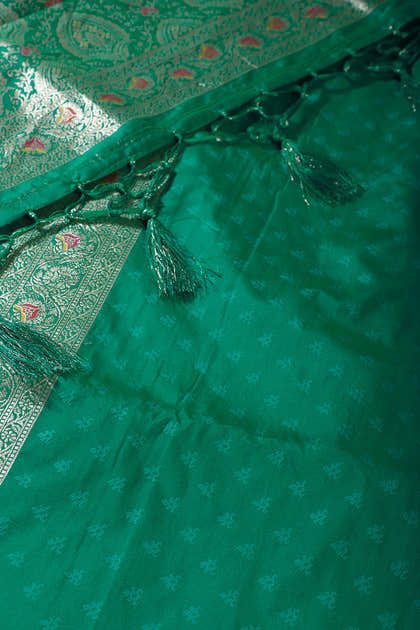 Sea Green Colour Banarasi Silk Woven Saree