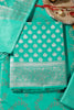 Sea Green Silk Zari Woven Unstitched Suit Fabric