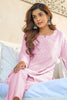Pink Cotton Resham Embroidered Kurti