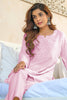 Pink Cotton Resham Embroidered Kurti