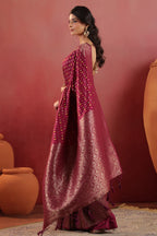 Wine Soft Silk Woven Saree