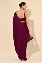 Dark Scarlet Color Satin Swarovski Work Saree