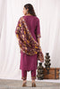 Dark Scarlet Color Muslin Suit With Brasso Dupatta