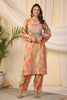 Mustard Color Printed Muslin Kurti & Pant Set