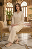 Cream Cotton Resham Embroidered And Lace Work Kurta Set