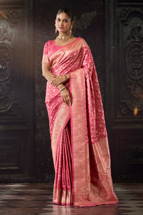 Dusty Pink Katan Silk Banarasi Zari Woven Saree