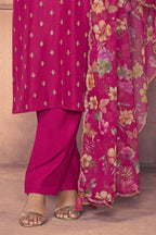 Cherry Red Embroidered Suit Set