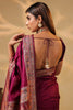 Dark Scarlet Soft Silk Kalamkari Woven Saree