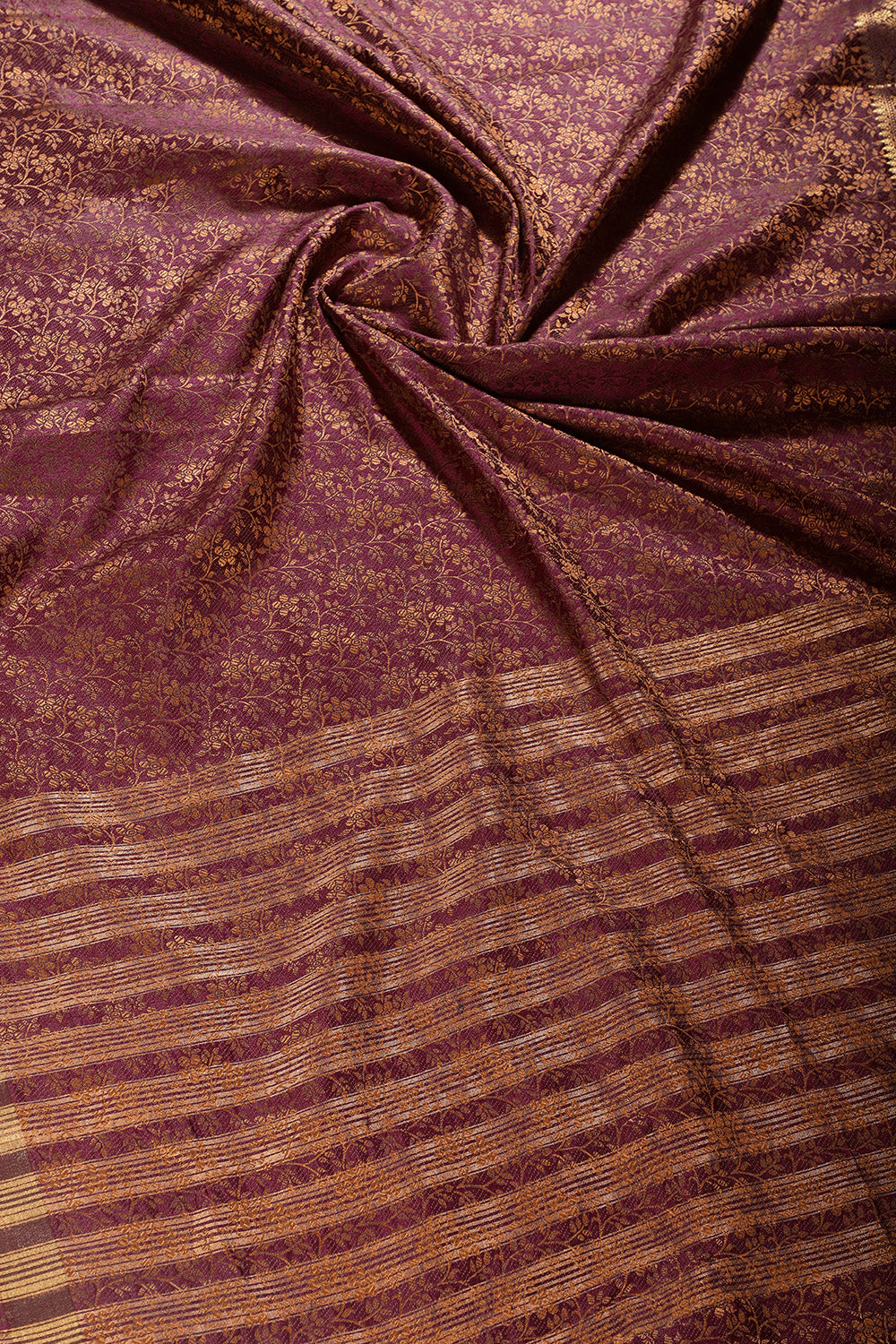 Wine Color Silk Floral Resham & Zari Woven Saree