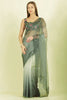 Ombre Sage Green Organza Saree With Mirror Work
