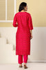 Magenta Pink Printed Embroidered Chanderi Silk Suit Set