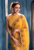 Pale Yellow Pure Georgette Resham, Zari and Sequins Embroidered Saree