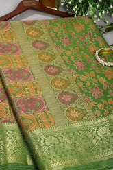 Mehandi Color Tussar Woven Silk Saree
