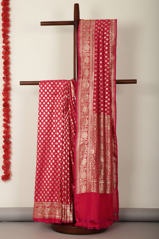 Valentin Red Banarasi SIlk Woven Saree