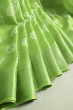 Green Color Block Printed Cotton Silk Saree