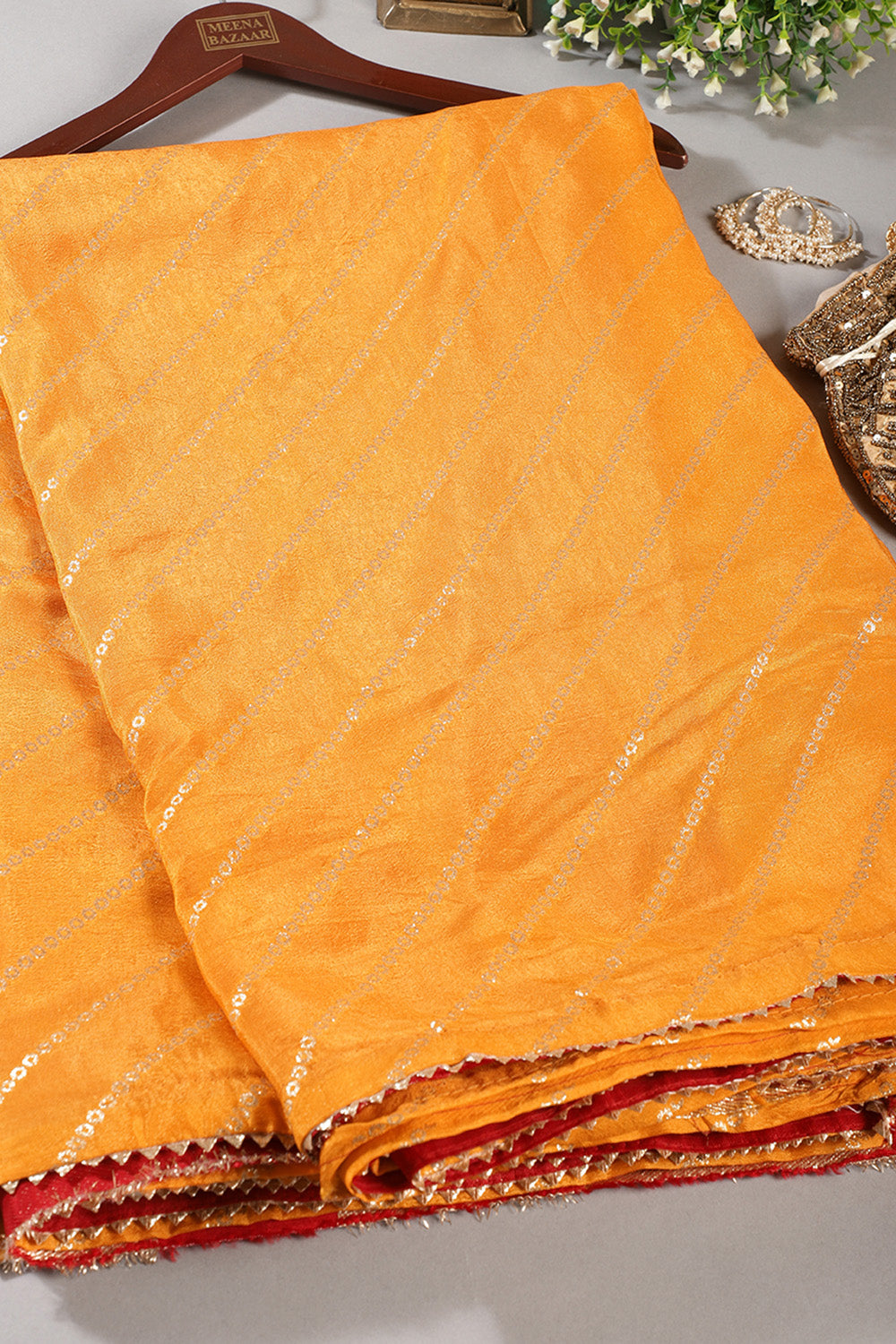 Mustard Modal Silk Saree with Zari Pinstripes