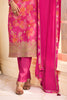 Magenta Pink Chinone Silk Floral Printed And Embroidered Unstitched Suit Fabric