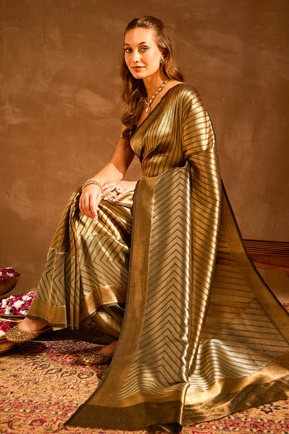 Black Banarasi Silk Zari Woven Saree