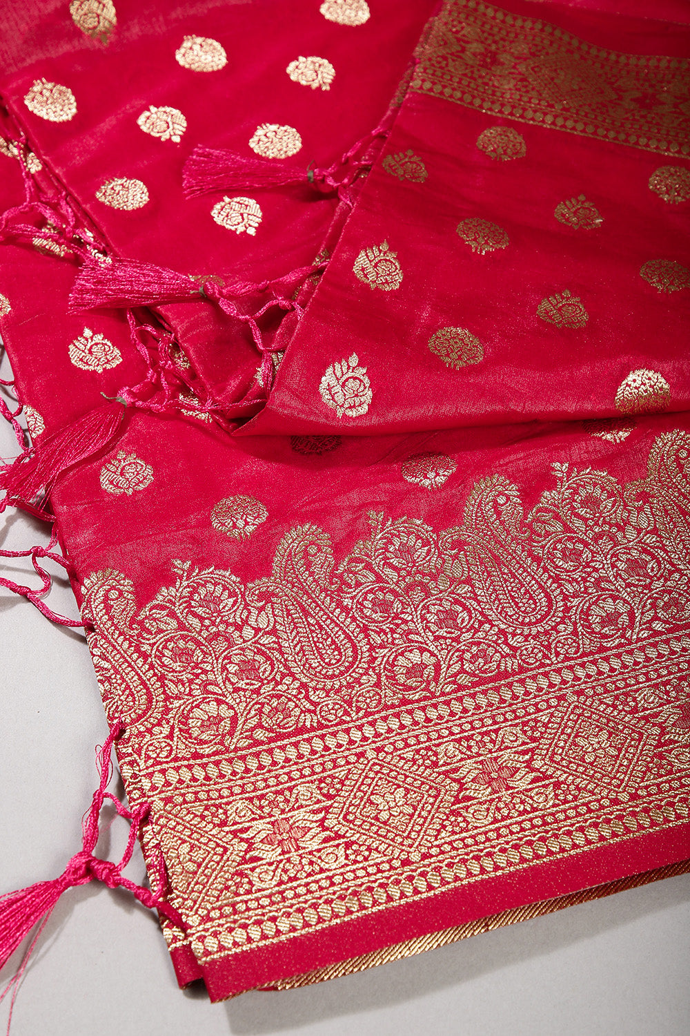 Persian Rani Color Tissue Silk Woven Saree