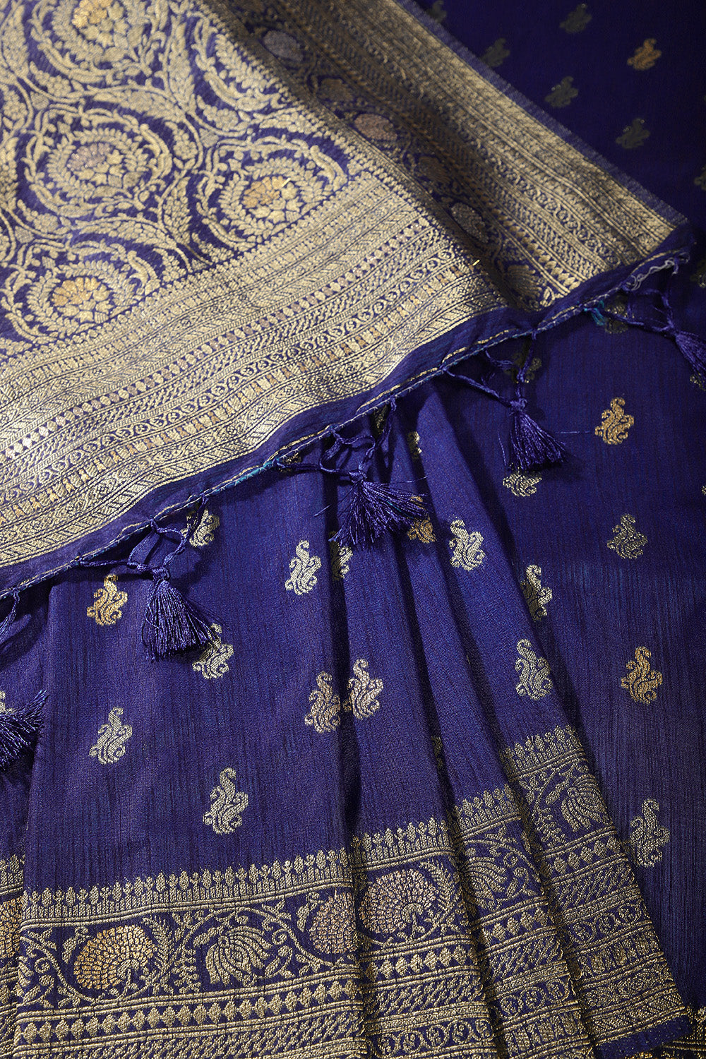 Dark Indigo Color Mulberry Silk Woven Saree