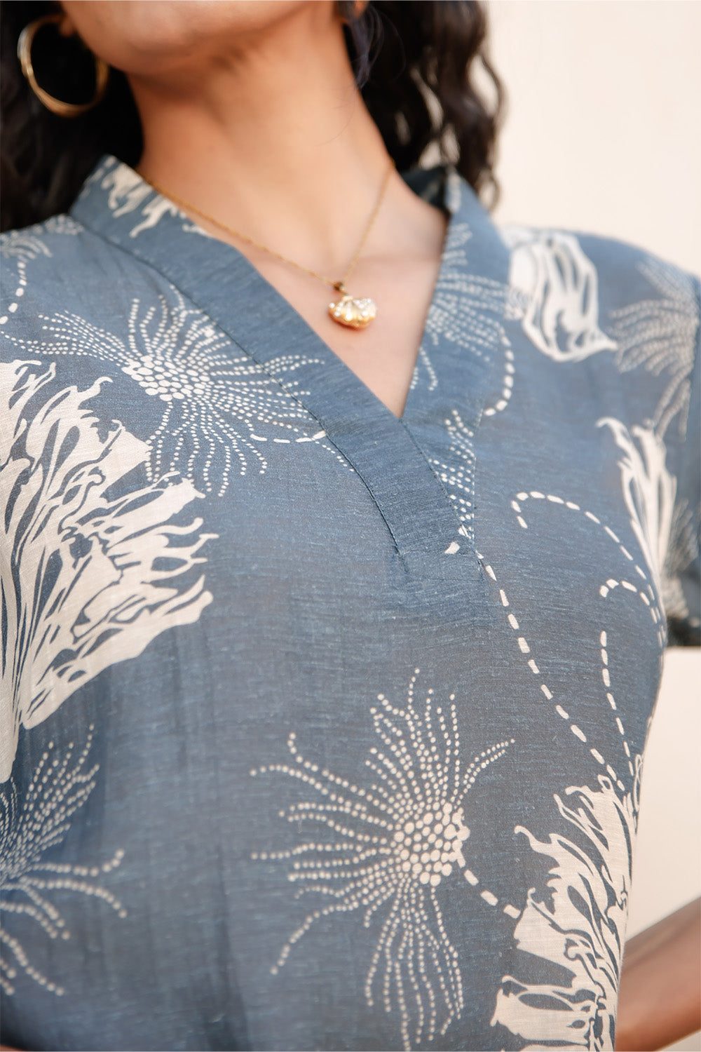 Grey Color Chanderi Printed Kurta Set