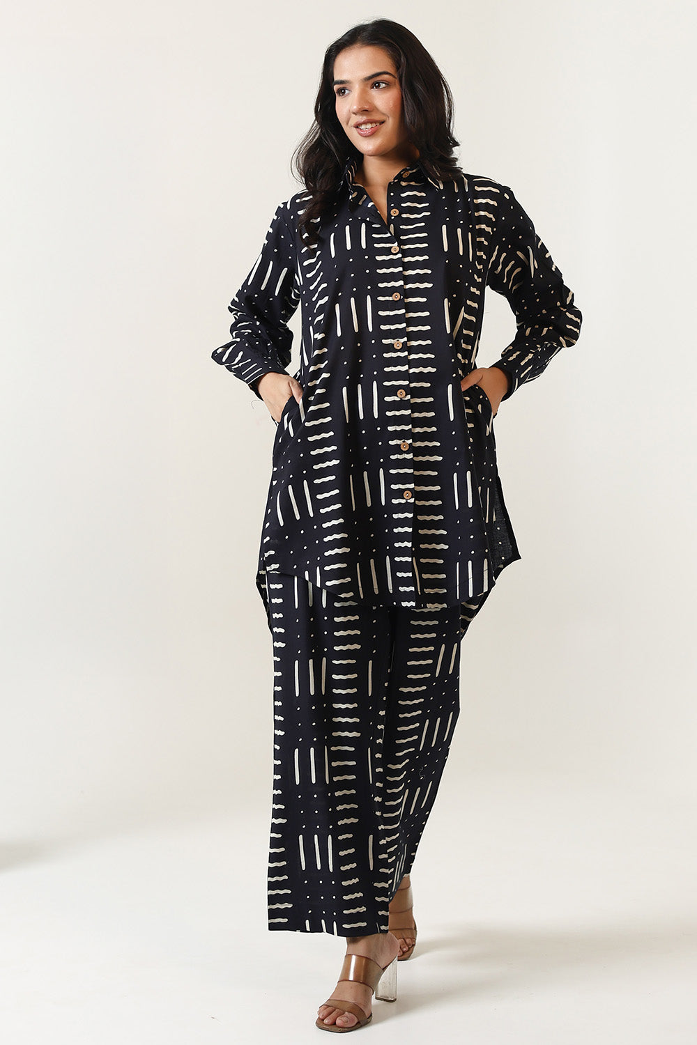 Black Color Printed Cotton Co-Ord Dress