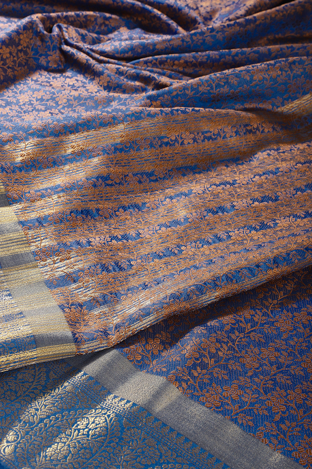 Blue Color Silk Floral Resham & Zari Woven Saree