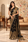 Black Sequins Embroidered Georgette Saree