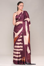 Dark Scarlet Color Jacquard Silk Printed Saree