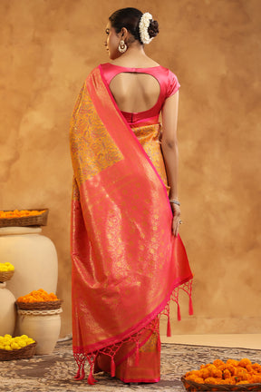 Mustard Color Resham Woven Saree