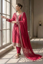Magenta Pink Crepe Silk Zari and Sequins Embroidered Anarkali Suit