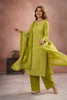 Green Cotton Woven Straight Suit
