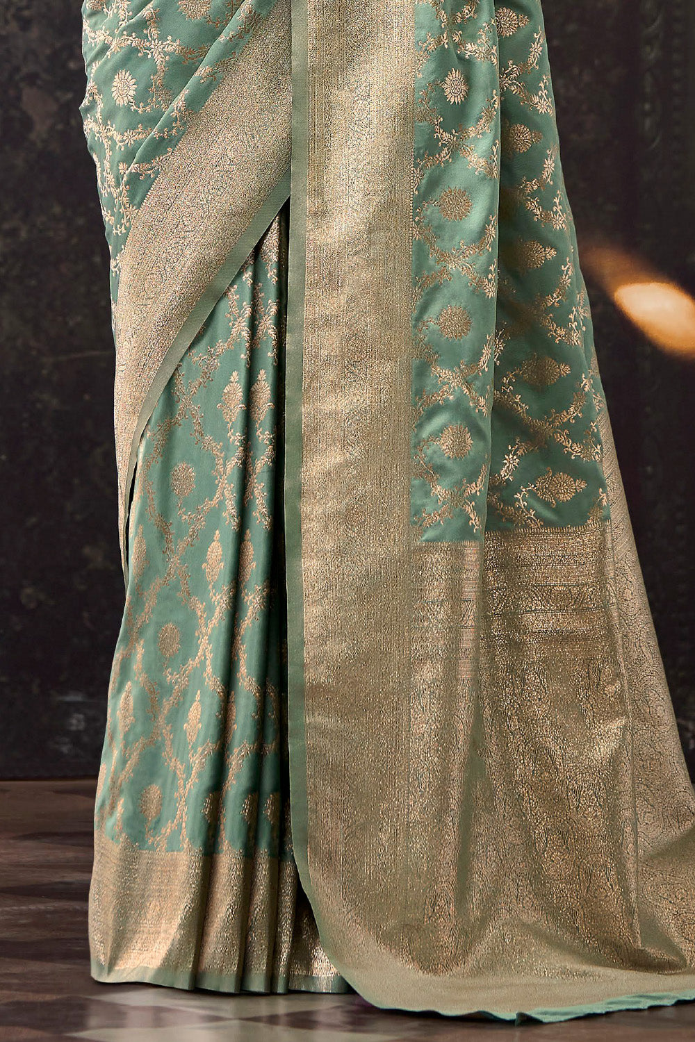 Sea Green Silk Banarasi Woven Saree