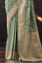 Sea Green Silk Banarasi Woven Saree