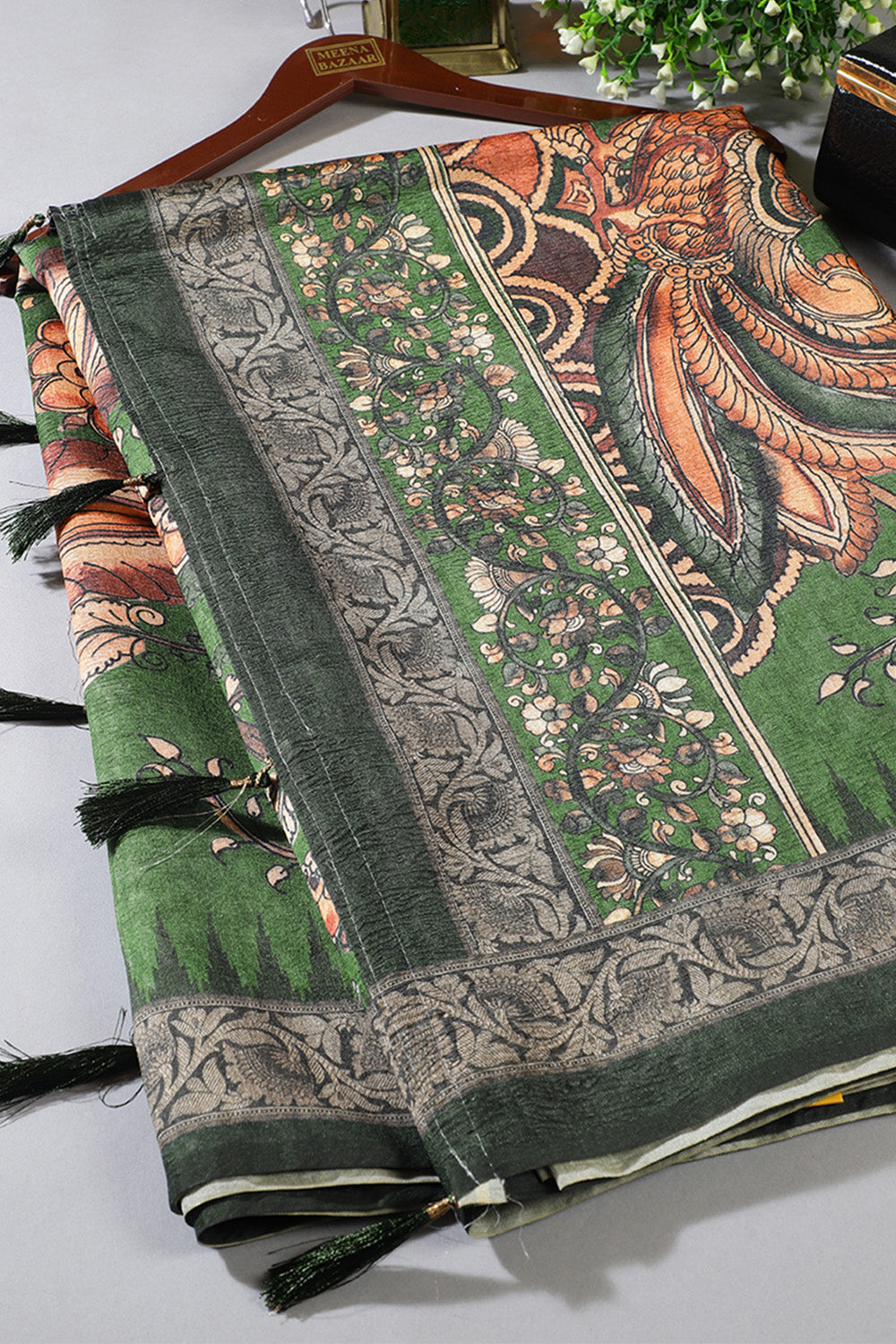 Green Tussar Silk Digital-Inspired Printed Saree