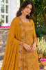 Mustard Floral Embroidered Georgette Unstitched Suit Material