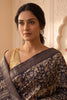 Navy And Beige Cotton Printed And Woven Border Saree