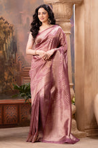 Mauve Tissue Silk Zari Woven Saree