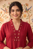 Maroon Rayon Cotton Kurta With Printed Palazzo