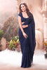 Navy Georgette Resham And Swaroski Embroidered Saree