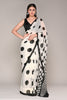 Cream And Black Color Polka-Dot Crepe Printed Saree