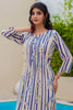 Beige & Blue Floral Printed Muslin Kurta Set