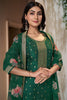 Bottle Green Color Silk Woven Straight Suit