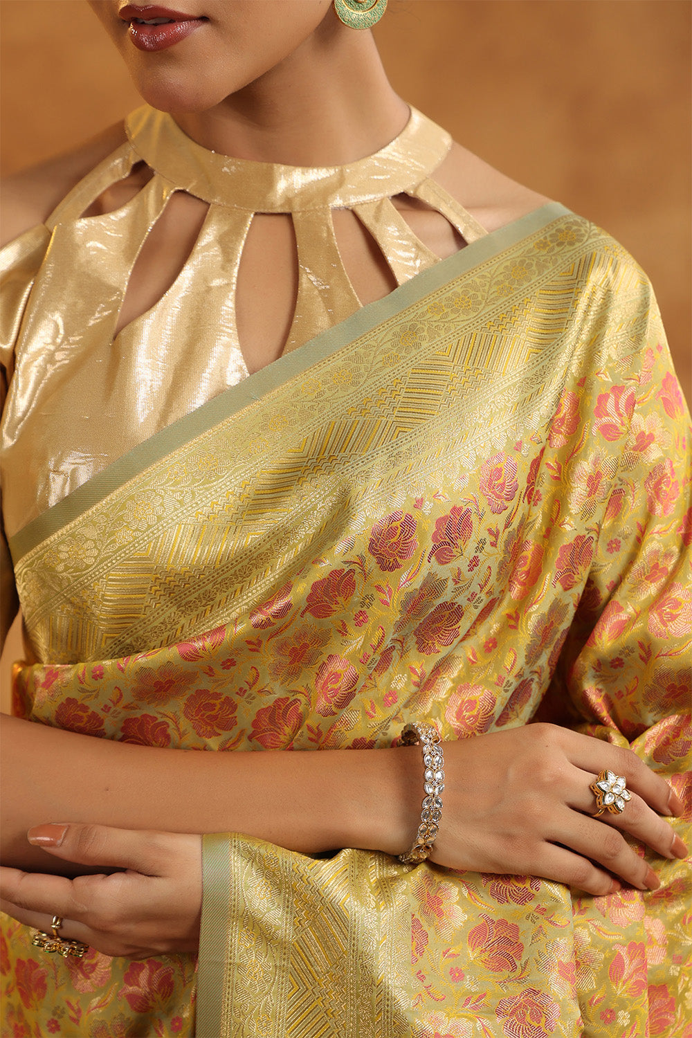 Husk Color Woven Silk Saree