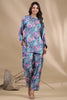 Turquoise Colour Muslin Printed Co-Ord Set