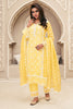 Yellow Organza Resham Embroidered Straight Suit with Lining