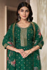 Bottle Green Color Silk Woven Straight Suit