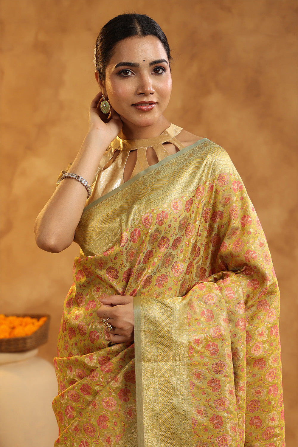 Husk Color Woven Silk Saree