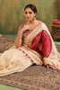 Cream Pure Tussar Zari And Gota-Patti Embroidered Saree
